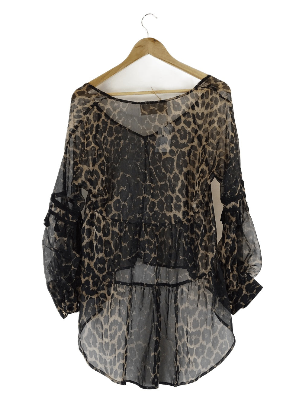 Refuge Animal Print Sheer Top S