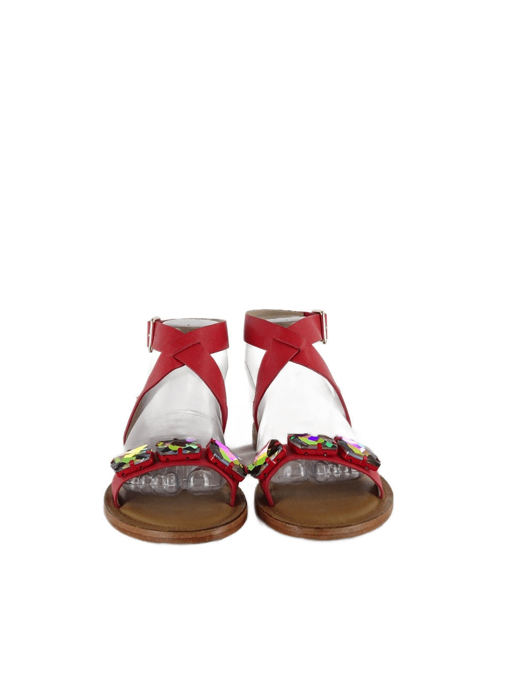 Mimco Red Flat Embellished Jewel Sandals AU/US 7 (EU 38)