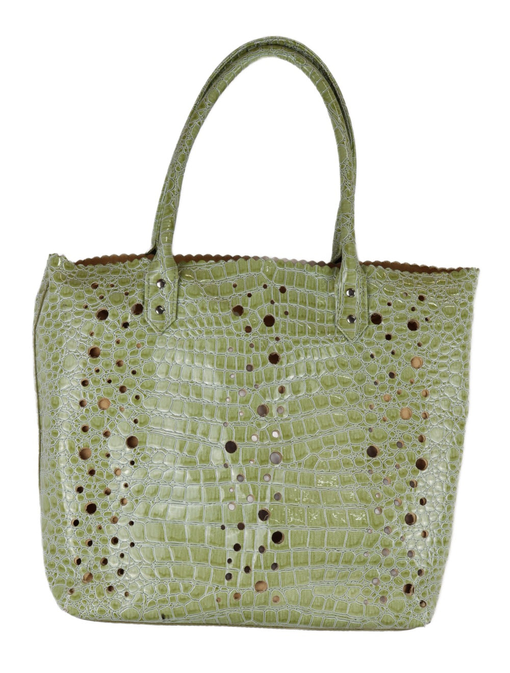 Inclosed Sydney Lime Green Crocodile Print Handbag