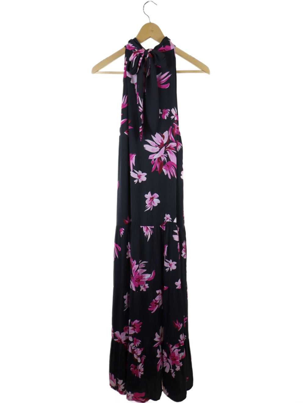 Decjuba Black Floral Halter Maxi Dress M