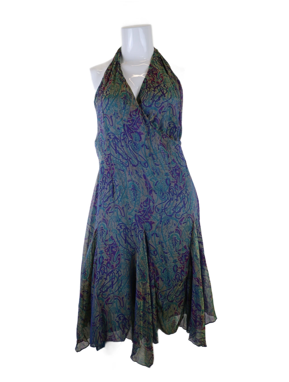 OJAY Blue And Green Halter Dress 14