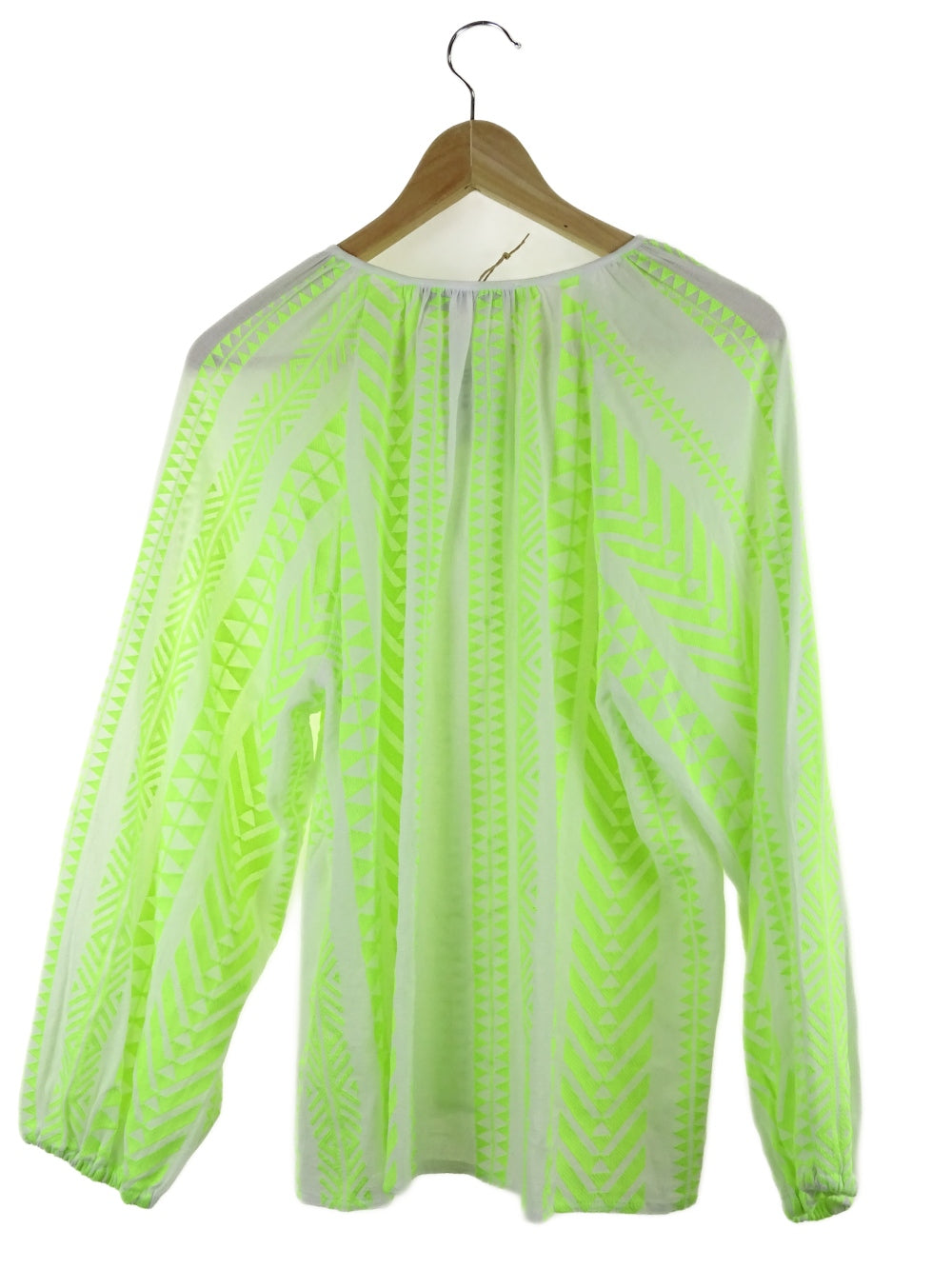 Decjuba White and Neon Yellow Blouse L