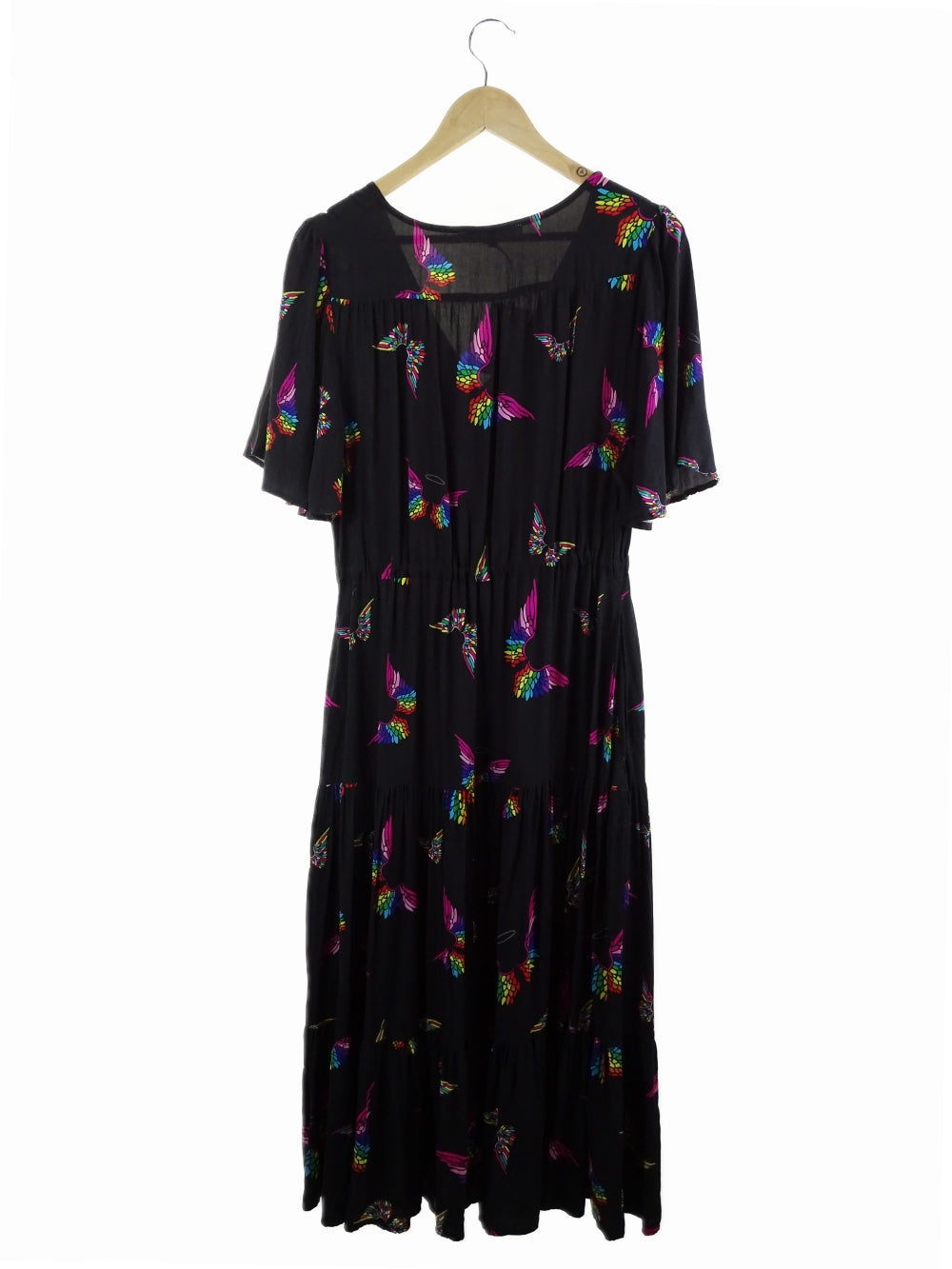 Harvest Lane Black and Rainbow Printed Midi Dress 14