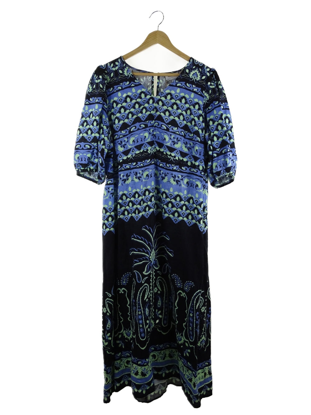 Sussan Blue, Black and Green Patterned Midi Dress 14