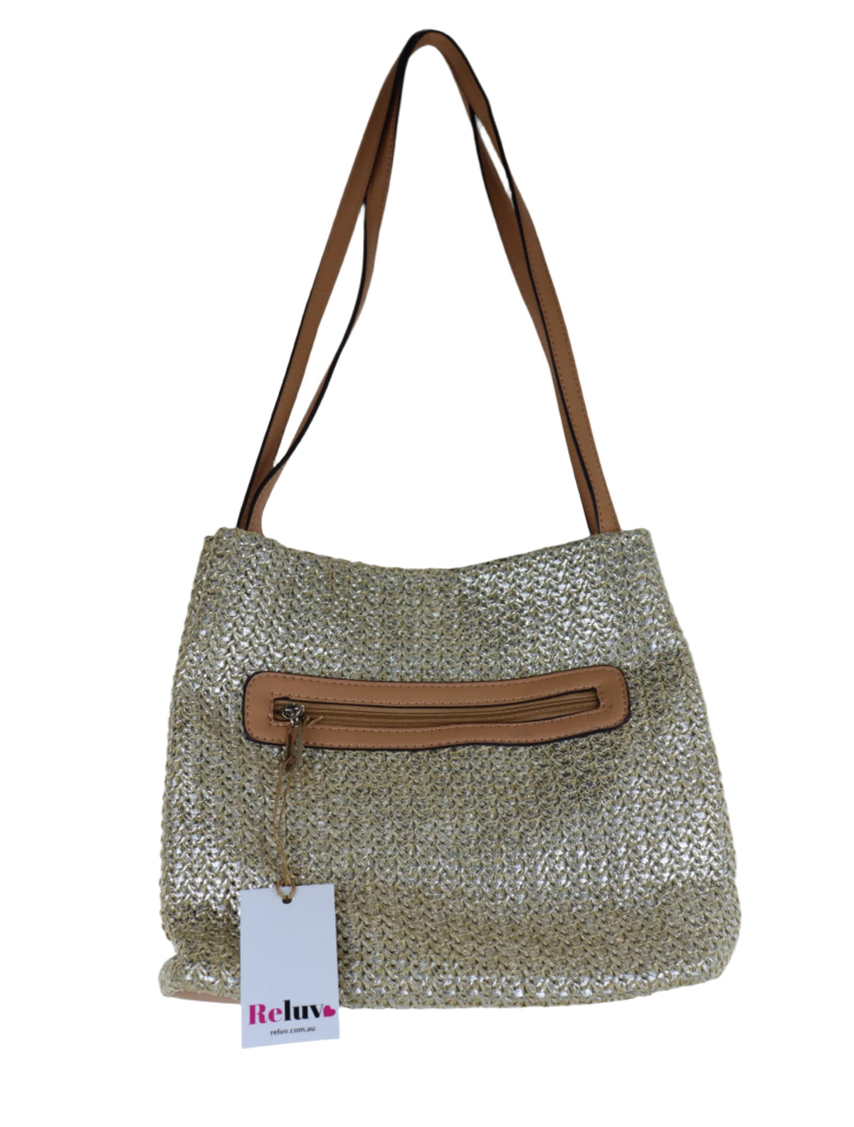 Boutique Beige and Silver Crochet Bag