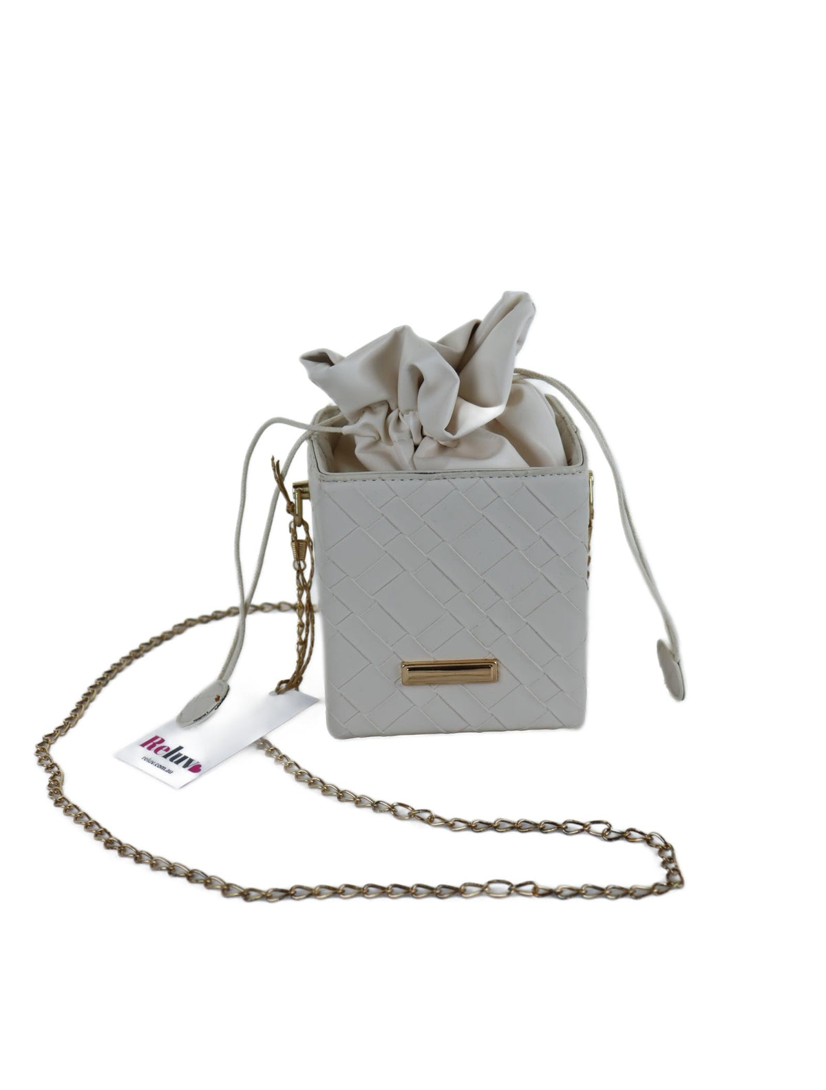 Boutique White and Gold Cube Handbag