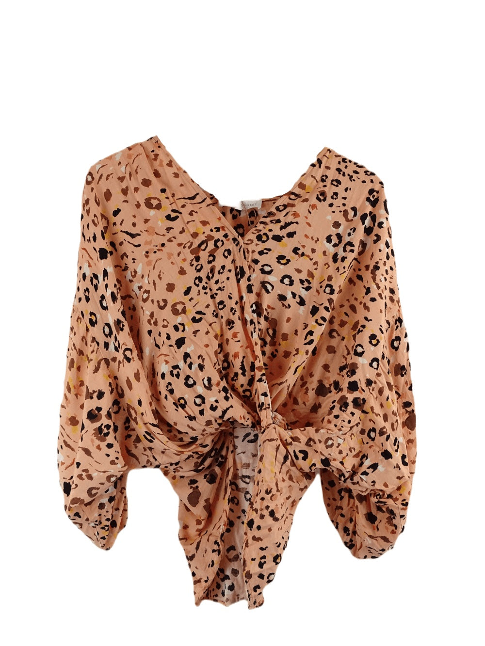 White Closet Orange Animal Print Top S/M