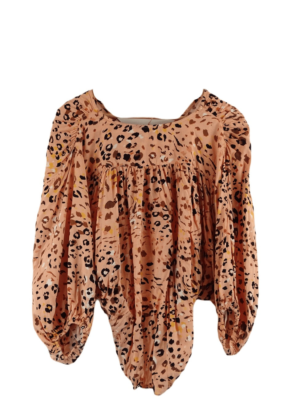 White Closet Orange Animal Print Top S/M