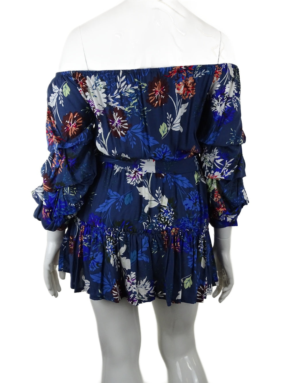 Jaase Blue Floral Print Off the Shoulder Mini Dress 12