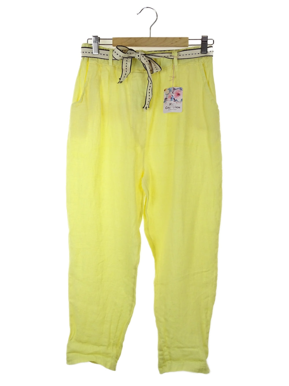 Made In Italy Yellow Linen Pants 10