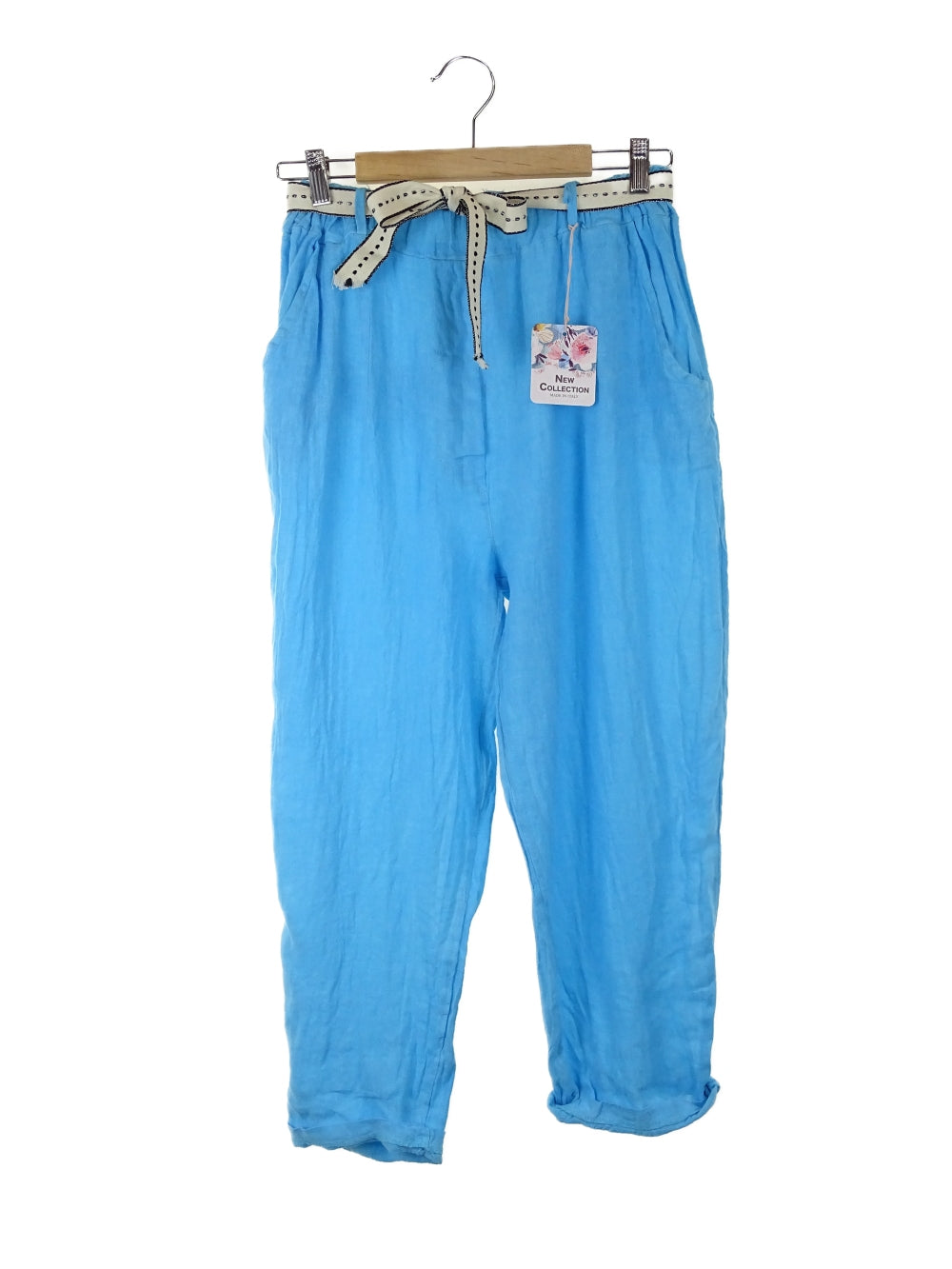 Made In Italy Blue Linen Pants 10