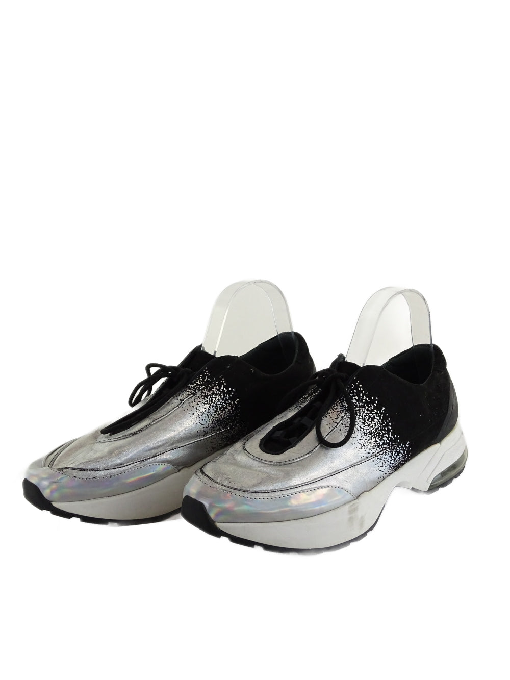 Charles &amp; Keith Black and Silver Holographic Sneakers AU/US 10 (EU 41)