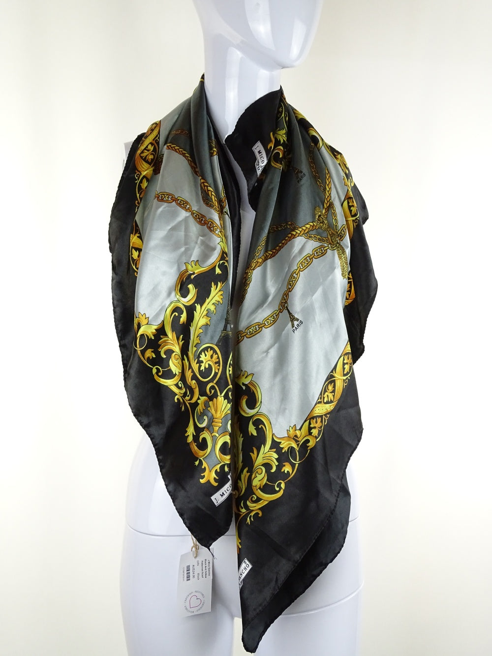 J Mico Sancho Black And Yellow Patterned Scarf