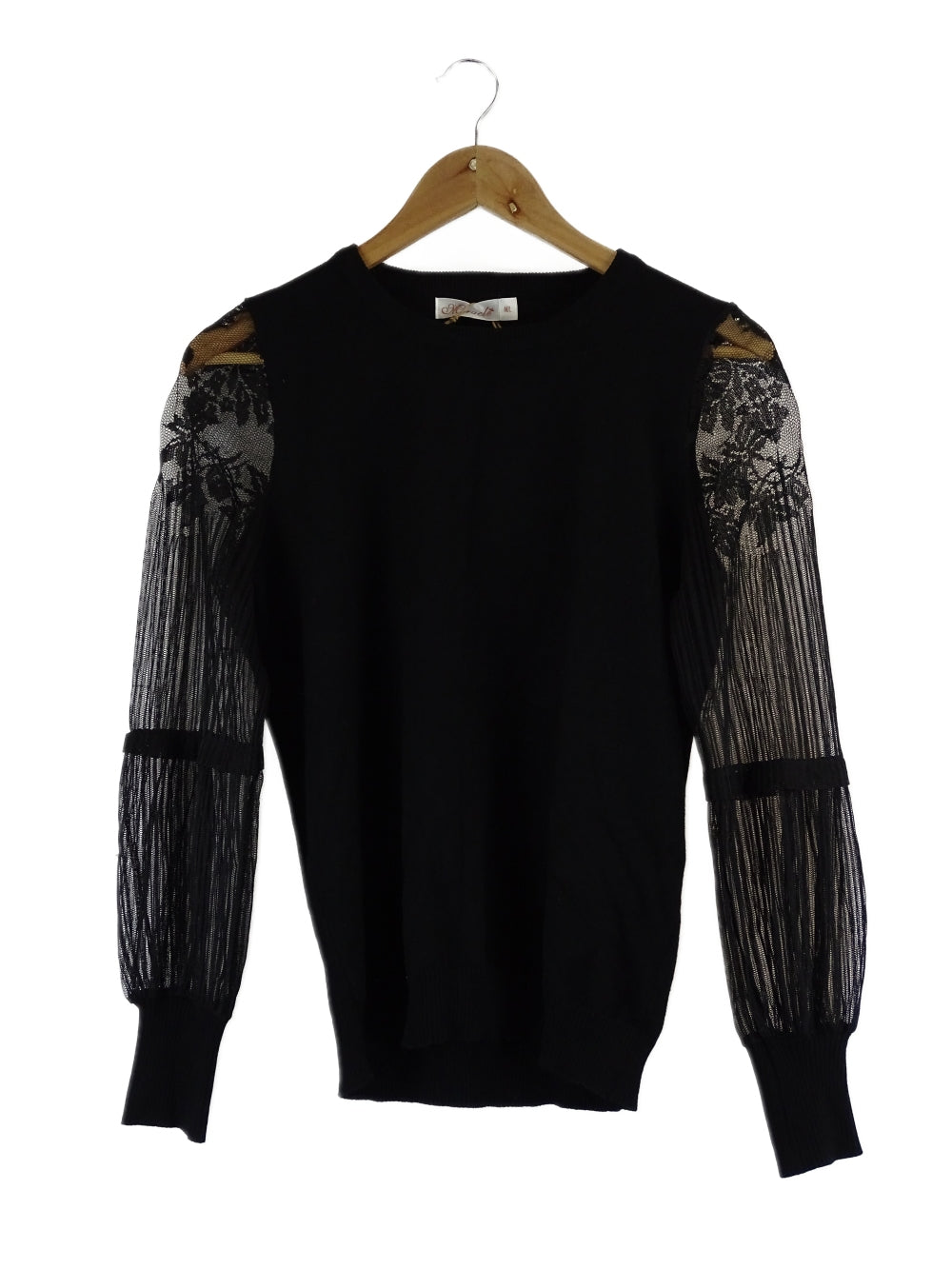 Miracle Black Knit Sheer Sleeve Jumper M/L