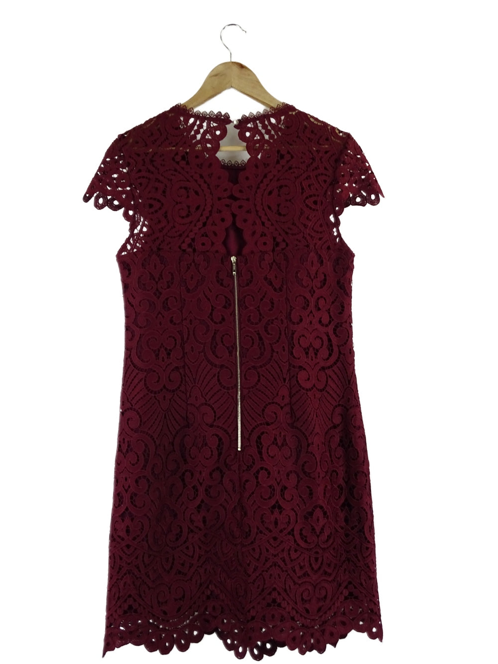 Forever New Maroon Lace Midi Dress 14