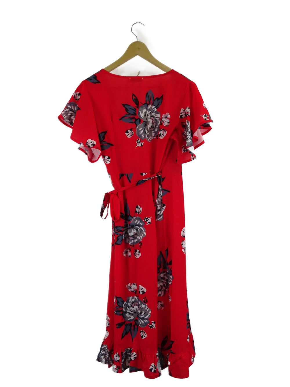 Little Party Dress Red Floral Wrap Dress 8