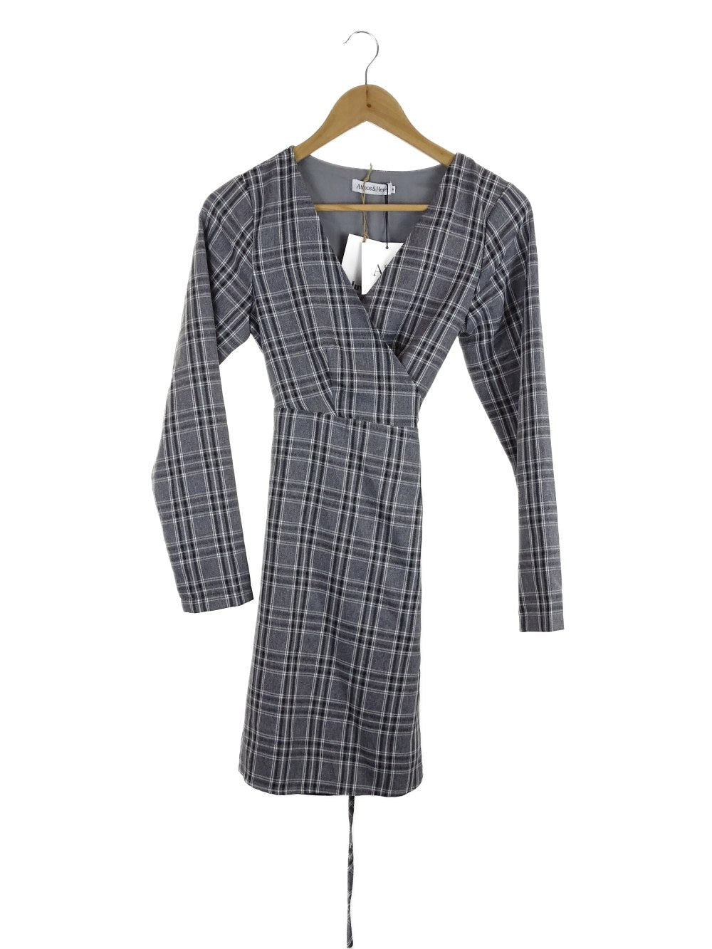 Atmos & Here Grey Gingham Wrap Dress 6