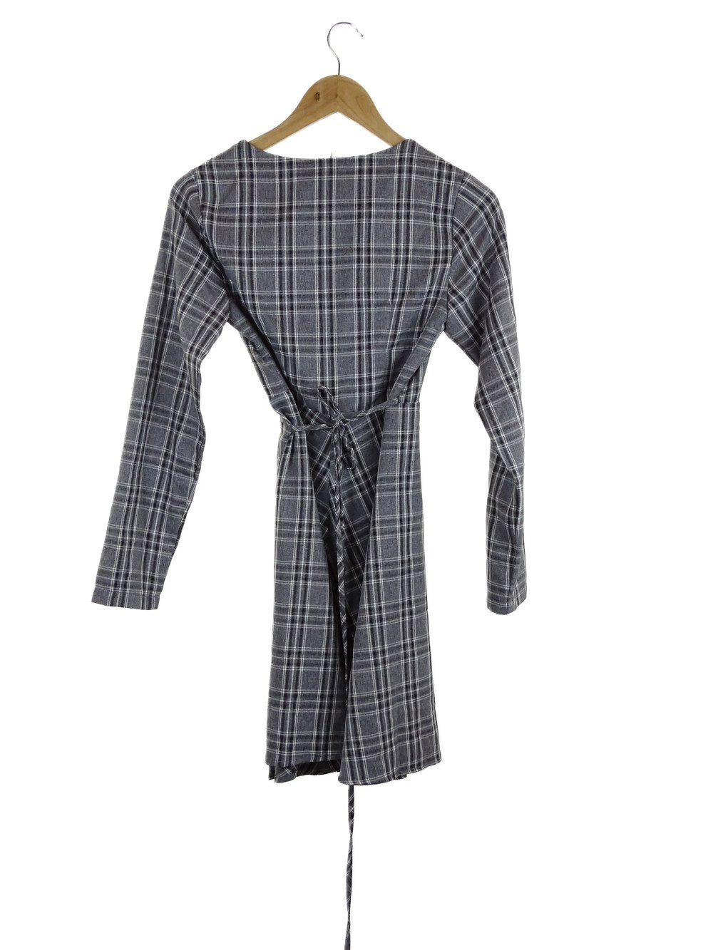 Atmos & Here Grey Gingham Wrap Dress 6