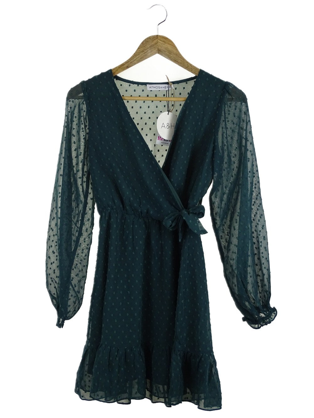 Atmos & Here Green Mini Wrap Dress 6