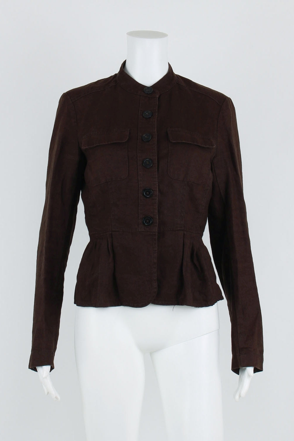 Michael Kors Brown Button Front Linen Jacket 6
