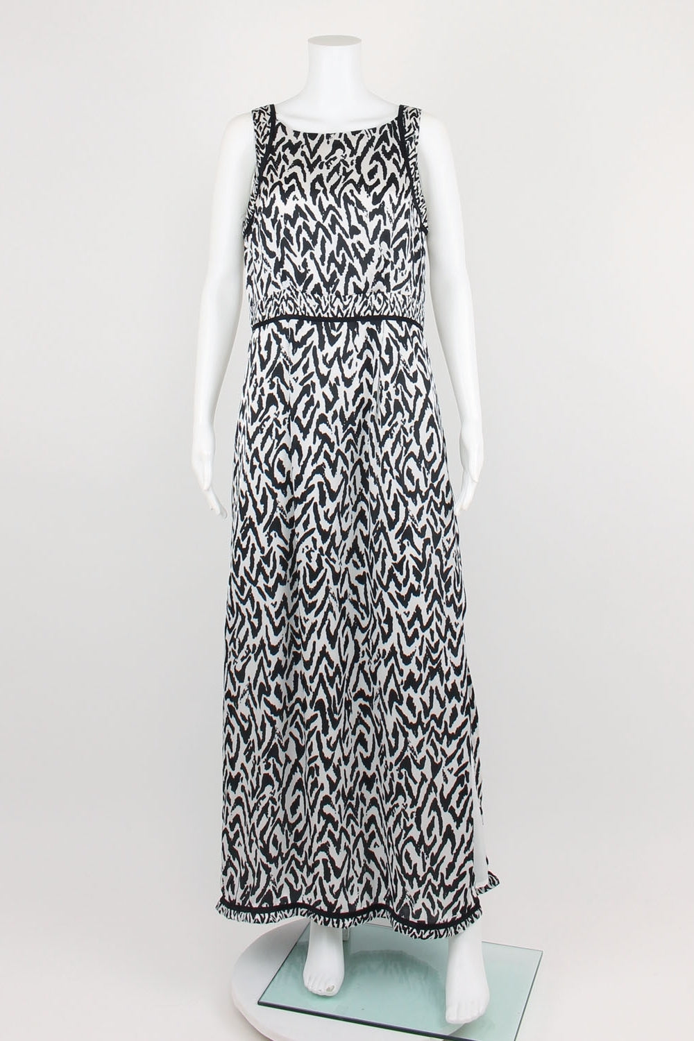 Peter Morrissey Black And White Patterned Maxi Dress 12