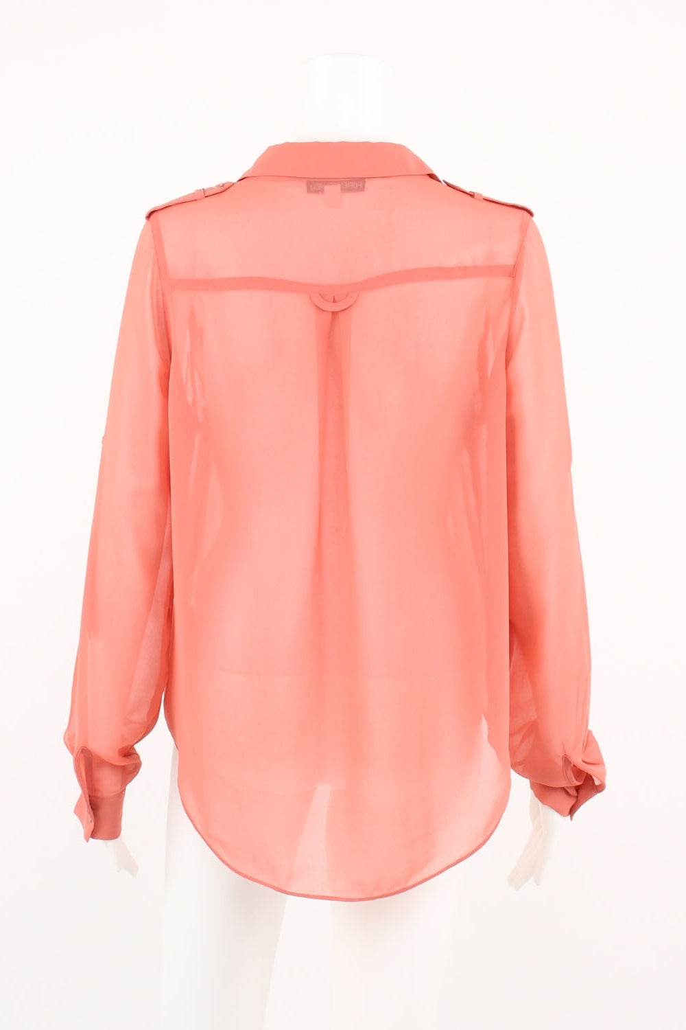 Forever New Coral Sheer Button-Up Shirt 10