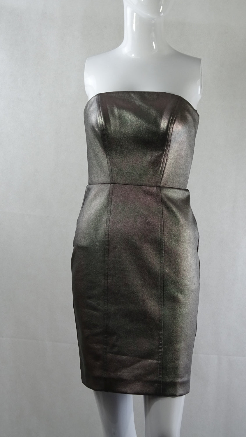 Warehouse Strapless Metallic Bodycon Dress   6