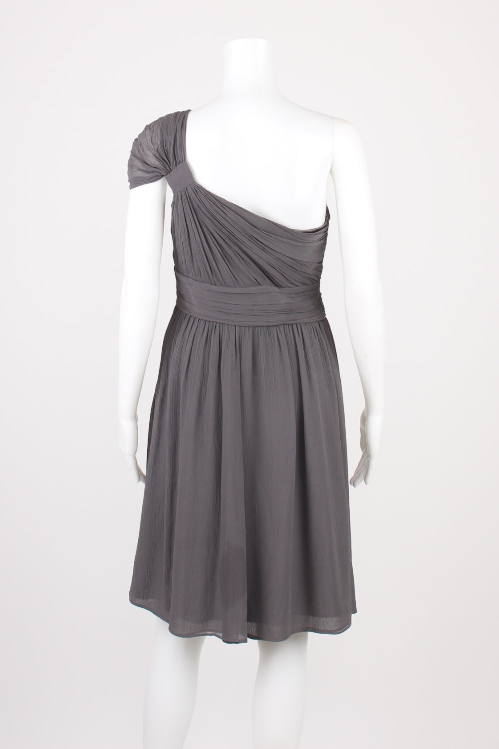 SABA Charcoal One Shoulder Silk Dress 8