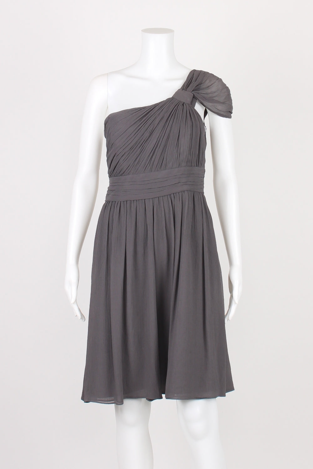 SABA Charcoal One Shoulder Silk Dress 8