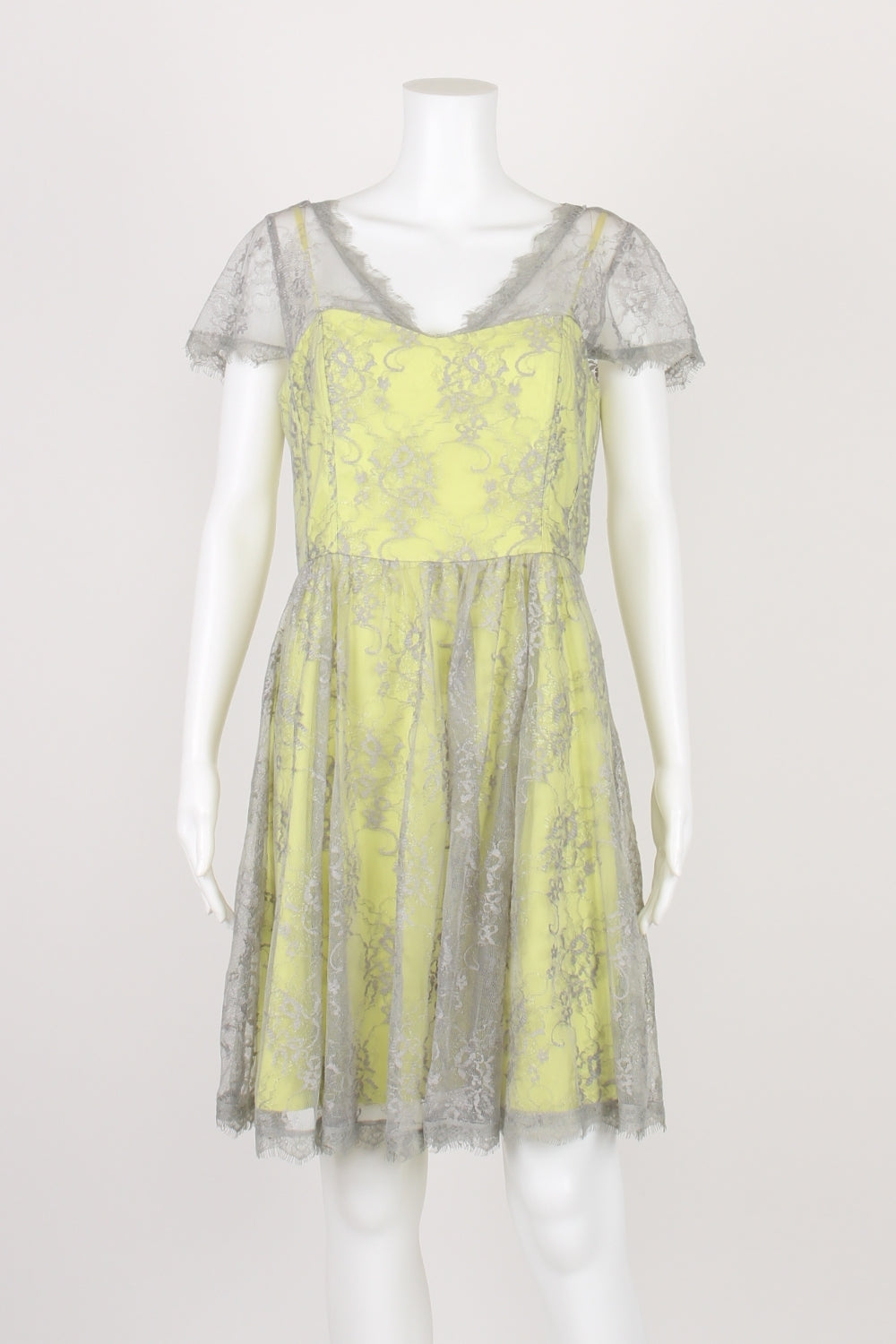Portmans Green and Silver Lace Dress 12