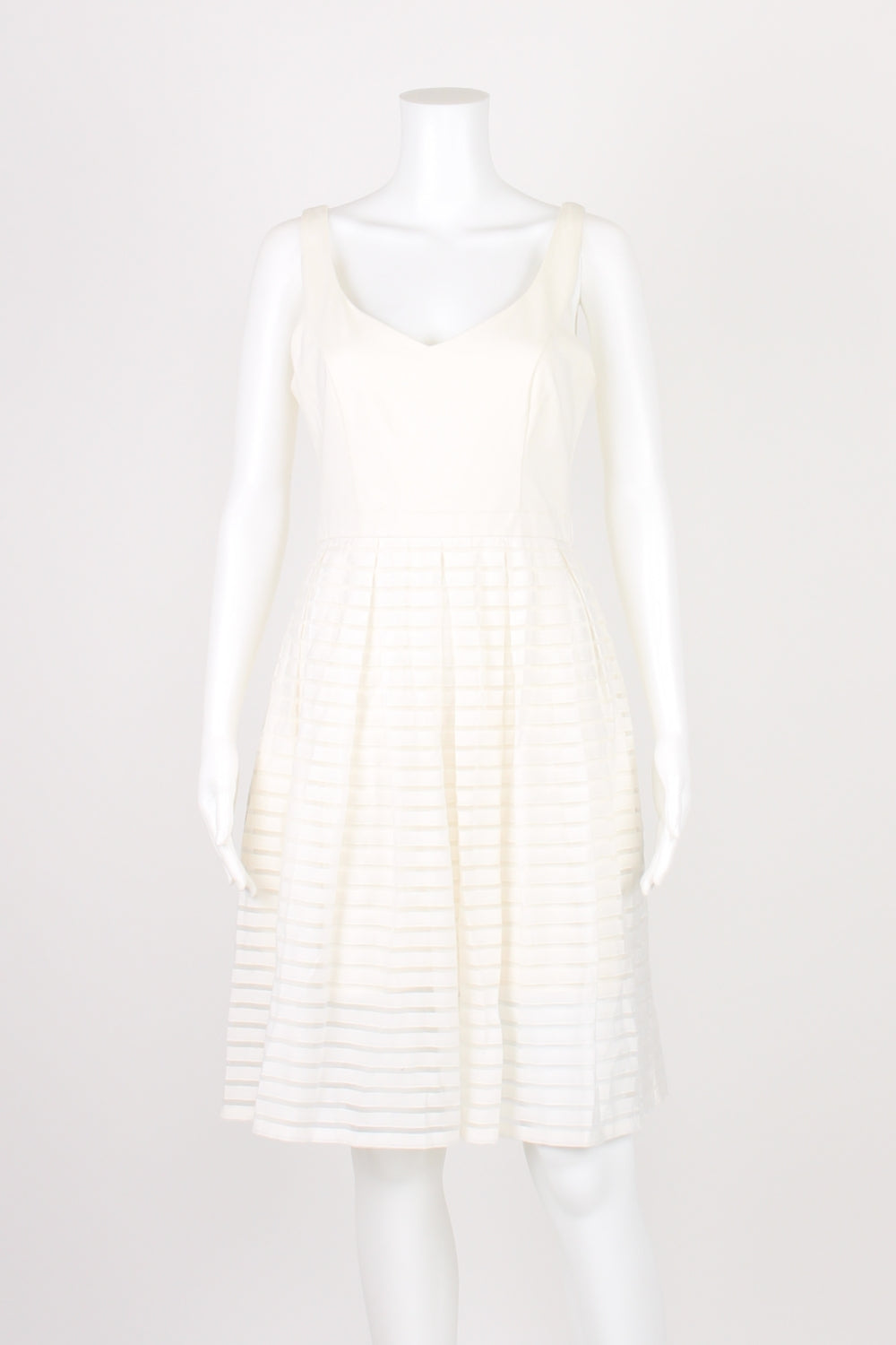 Forever New White Sleeveless Striped Dress 10