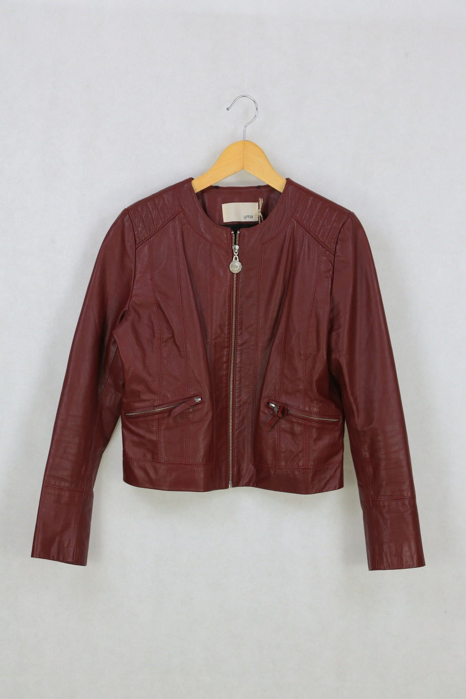 Uma Burgundy Leather Jacket 8