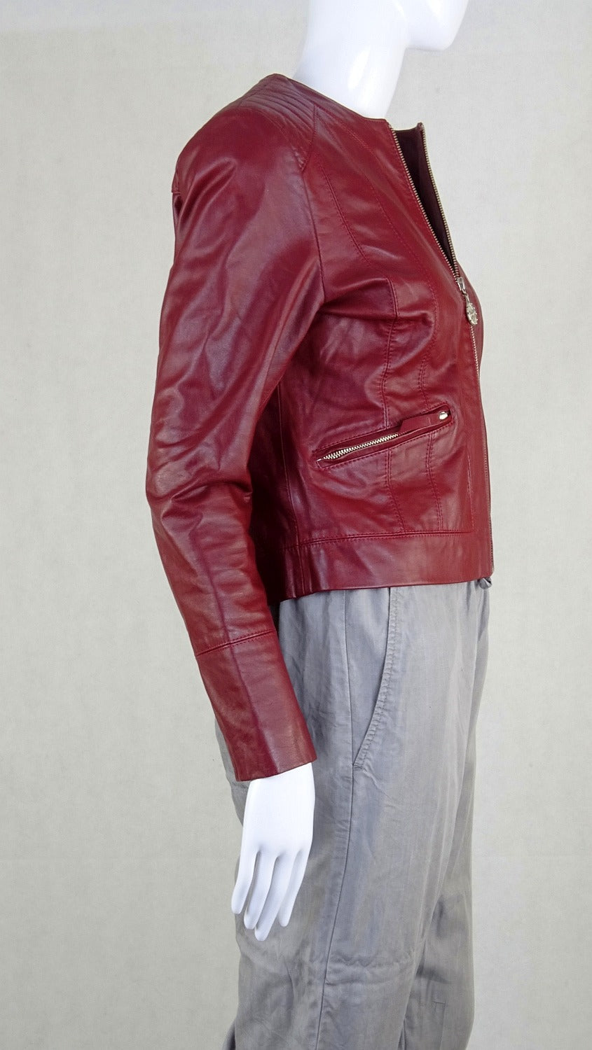Uma Burgundy Leather Jacket 8