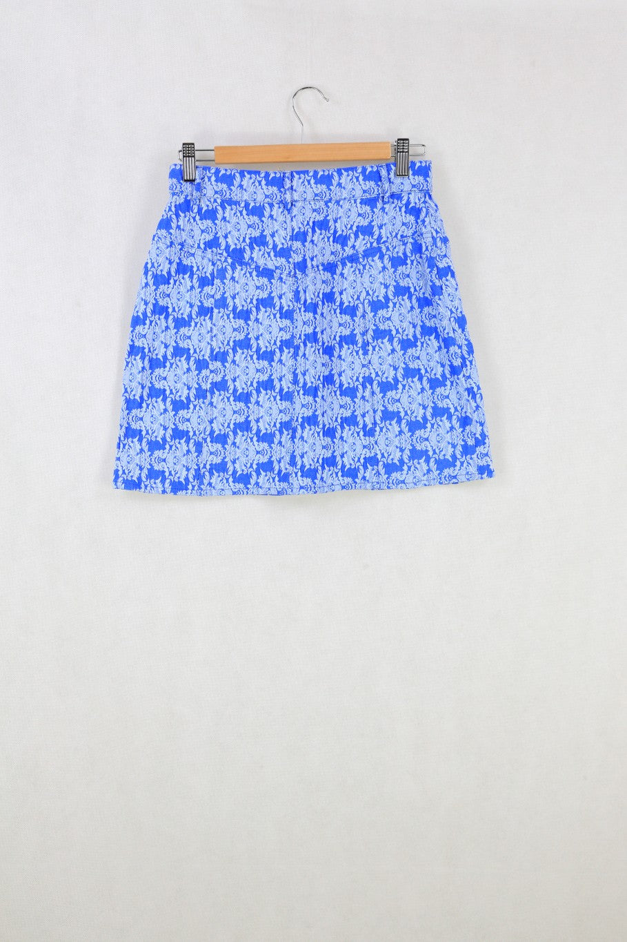 Paint It Red Blue Damask Skirt- M