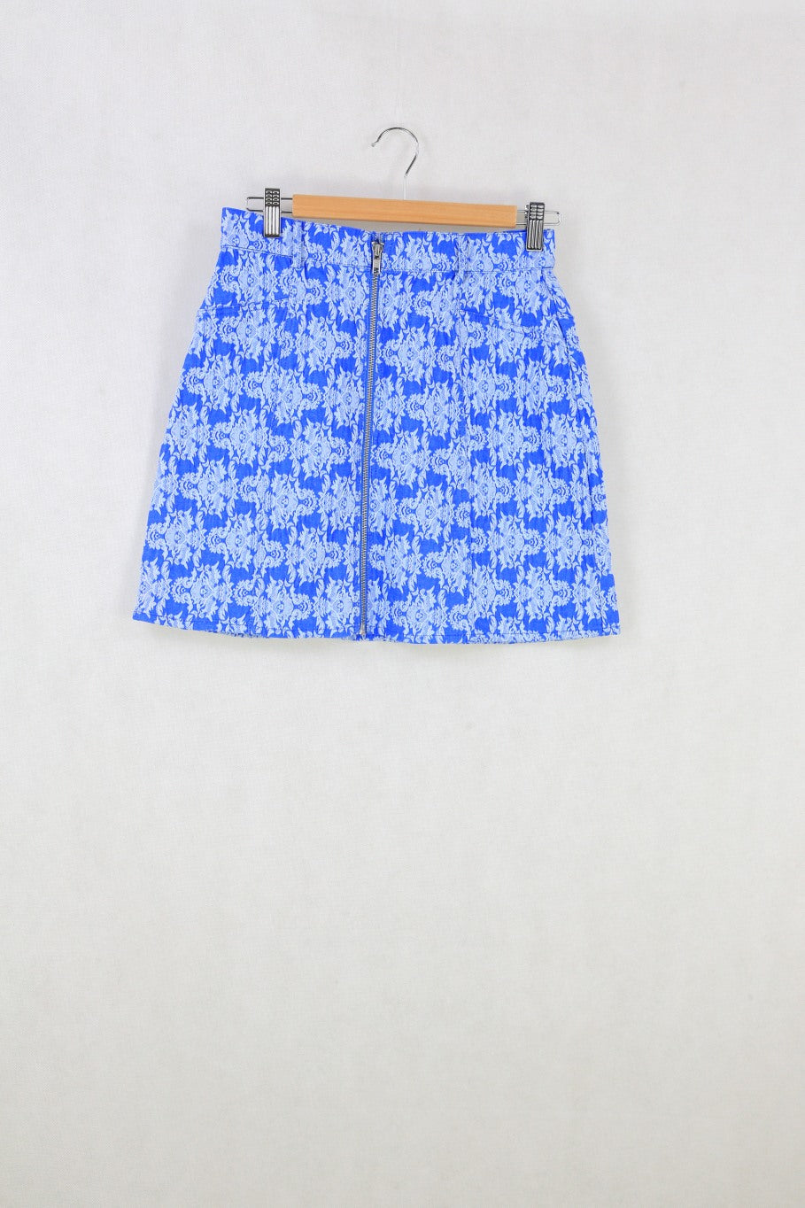 Paint It Red Blue Damask Skirt- M