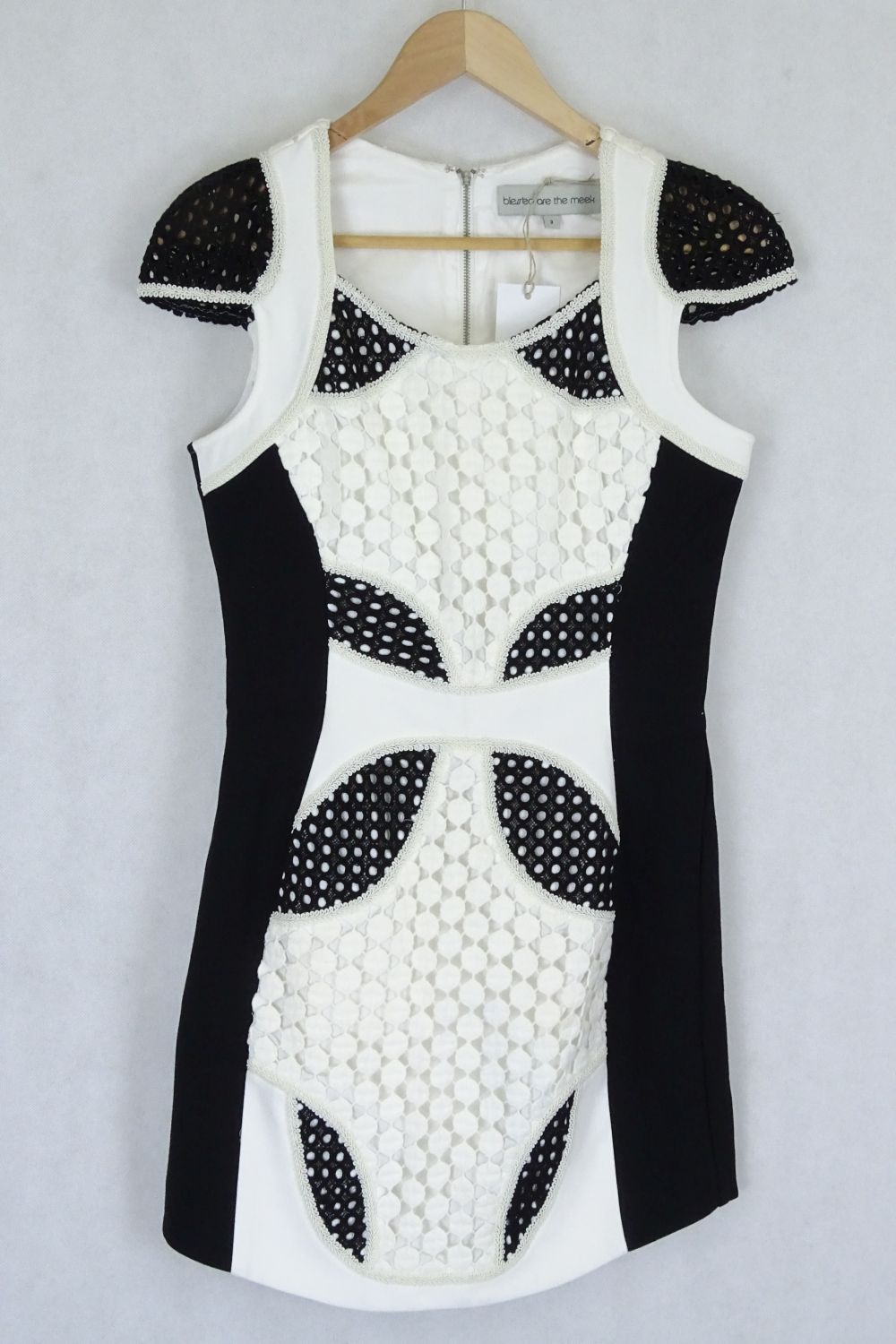 Blessed Are The Meek Black And White Lace Cocktail Dress 12