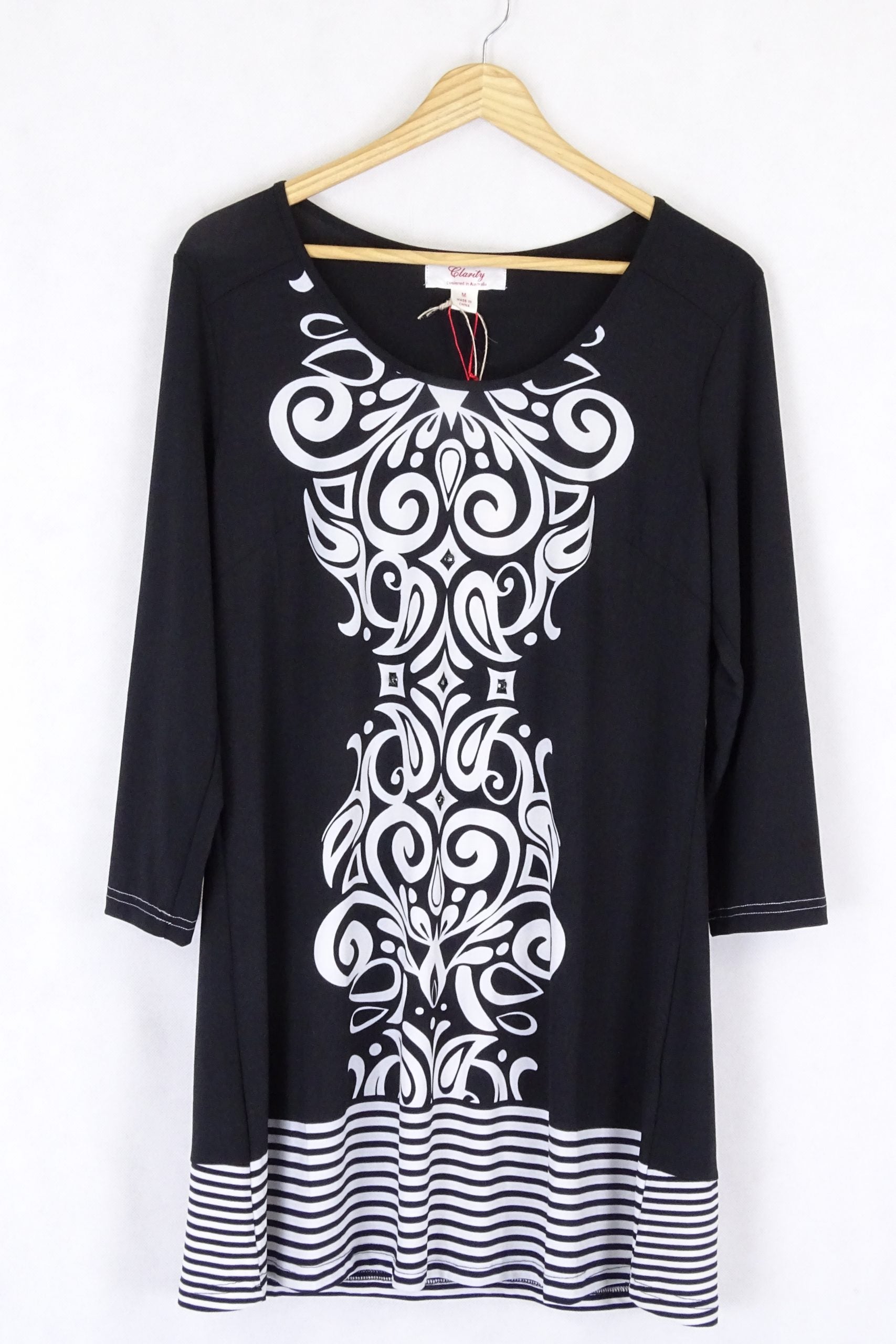 Clarity Top Black White Size M