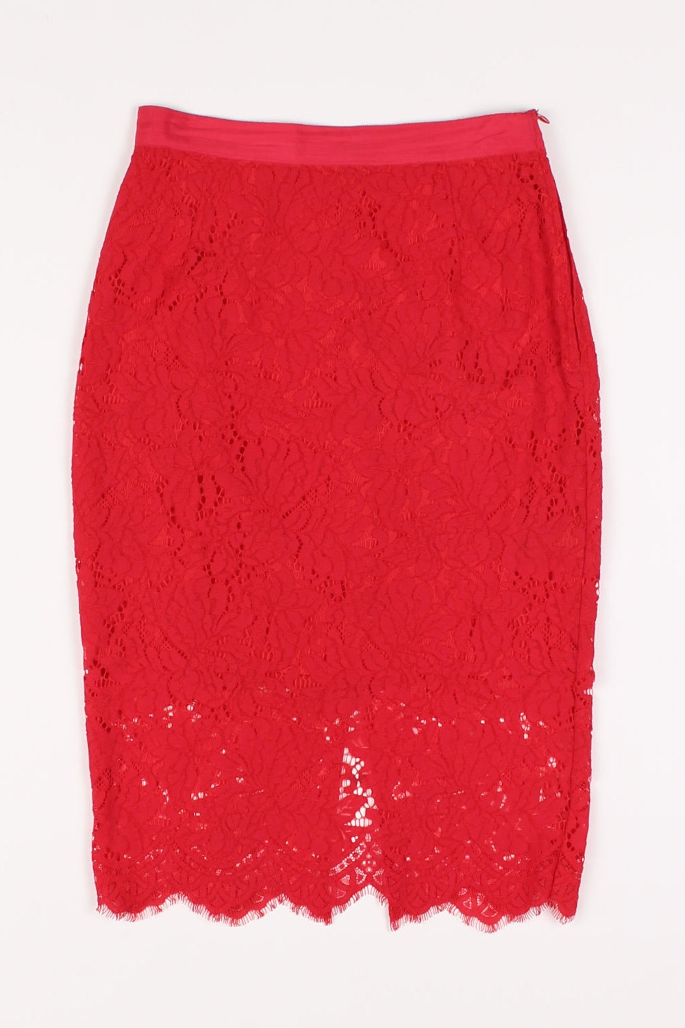 H&amp;M Red Lace Midi Skirt 8