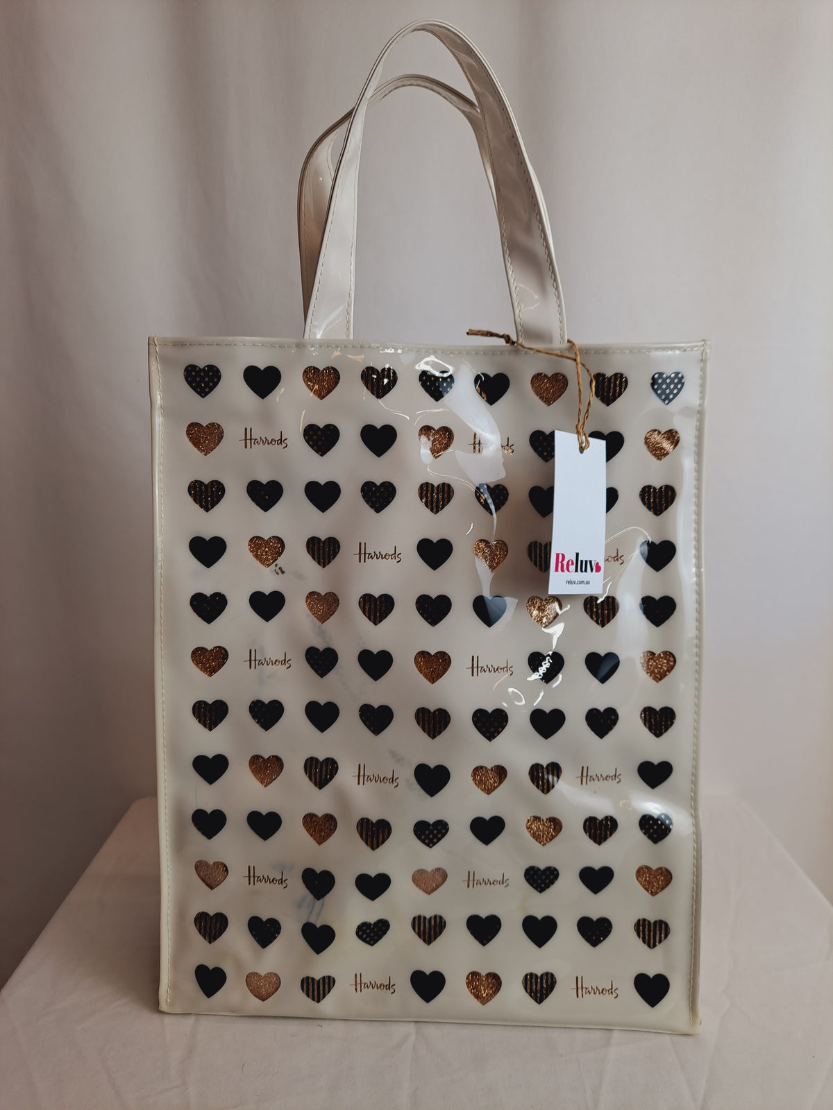 Harrods Cream Printed Tote Bag