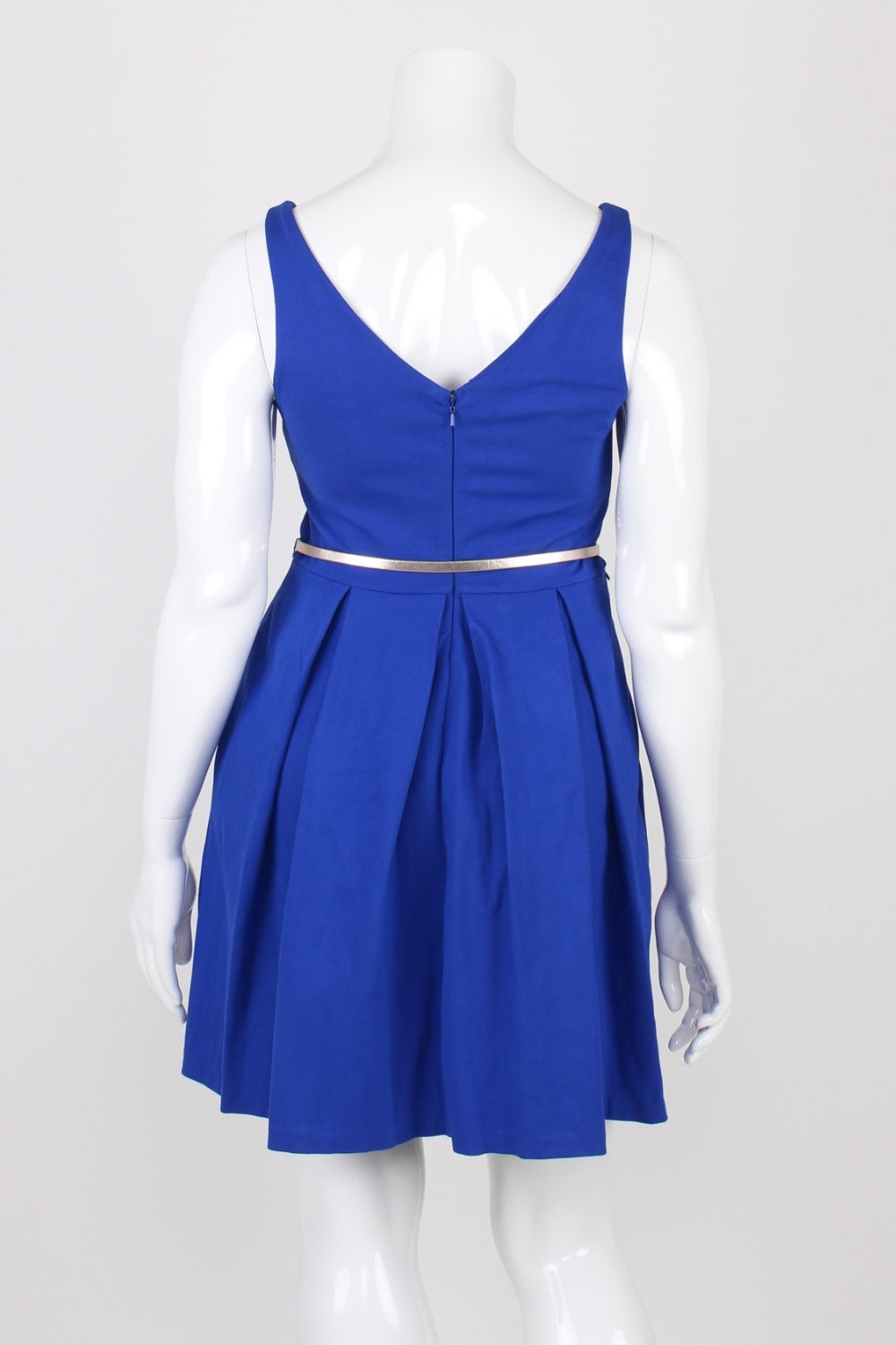 Forever New Blue Sleeveless Pleated Dress 14