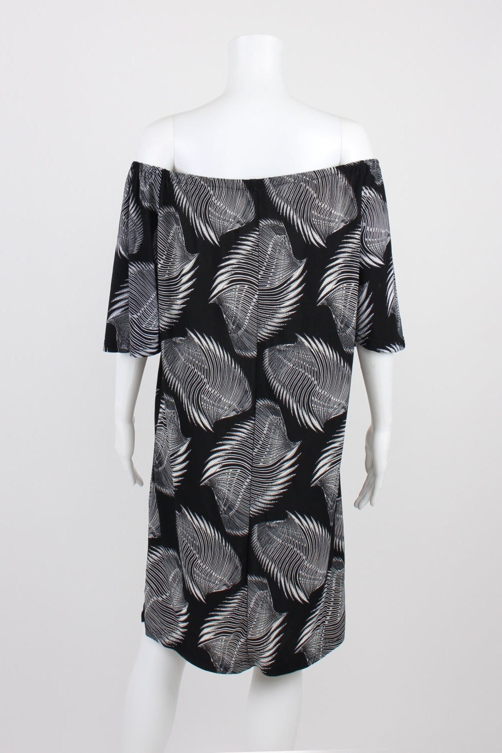 Cherry Lane Black And White Leaf Tunic Dress S