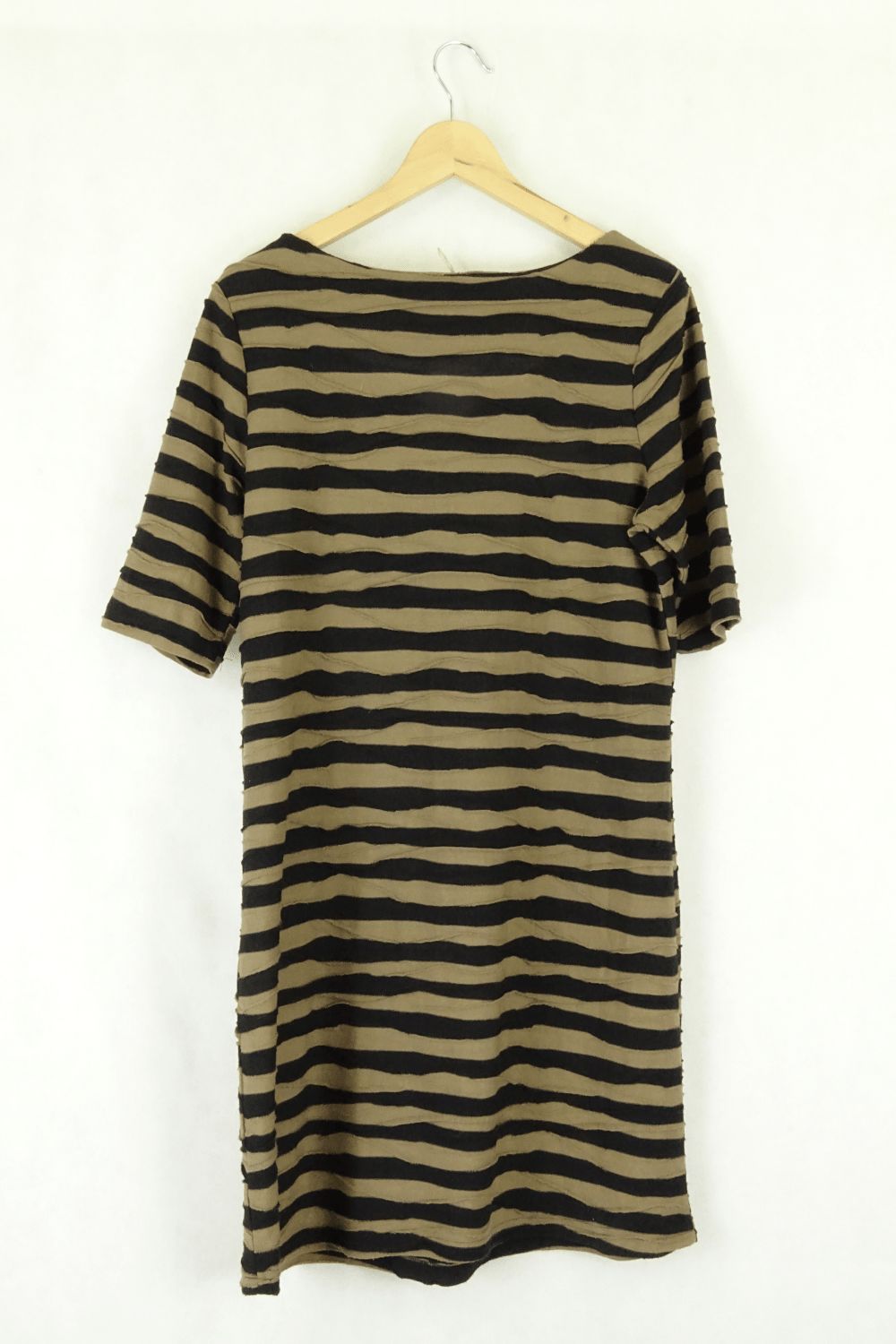 Rockmans L Brown And Black Stripe Dress