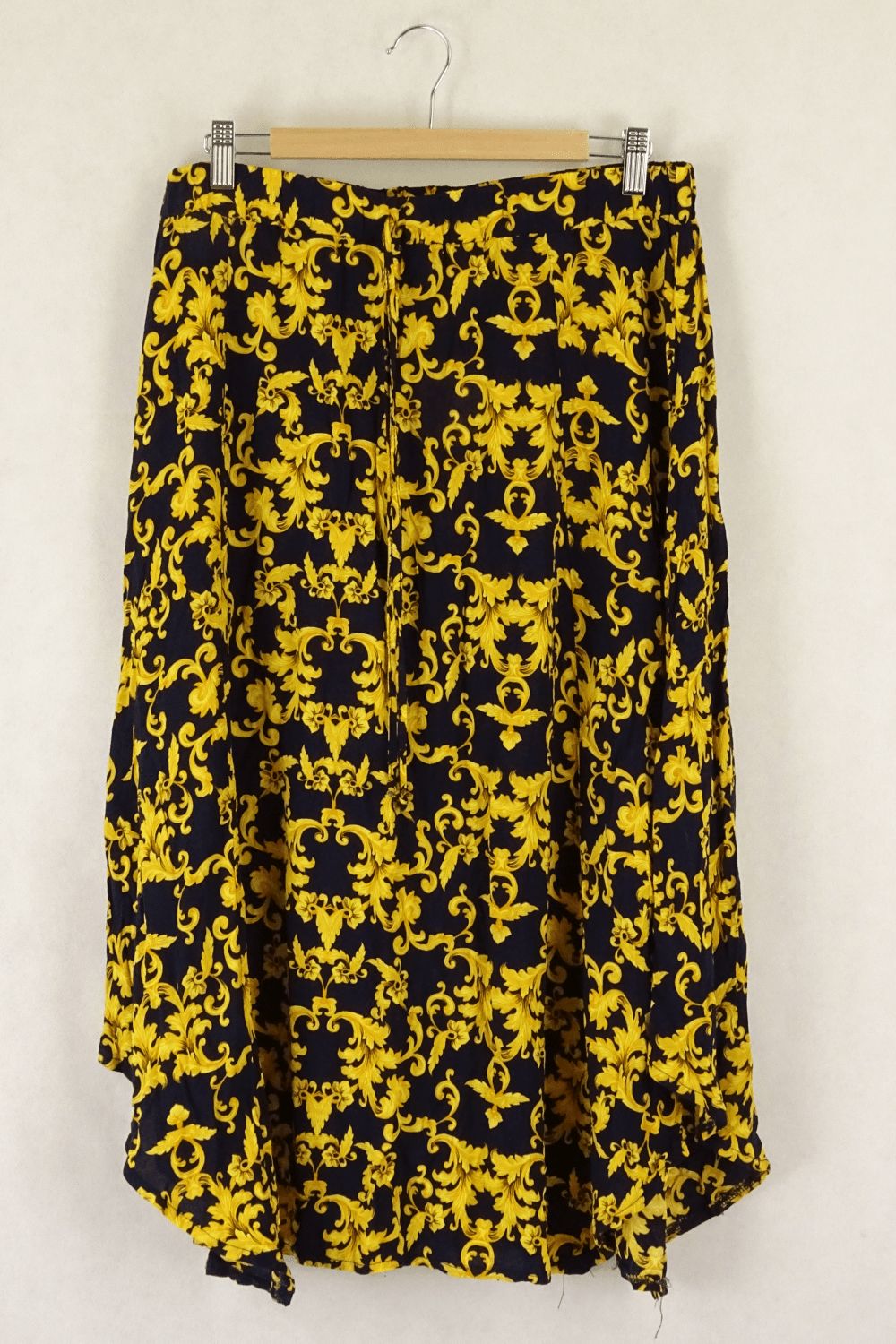 Temt Yellow And Navy Printed Skirt 14