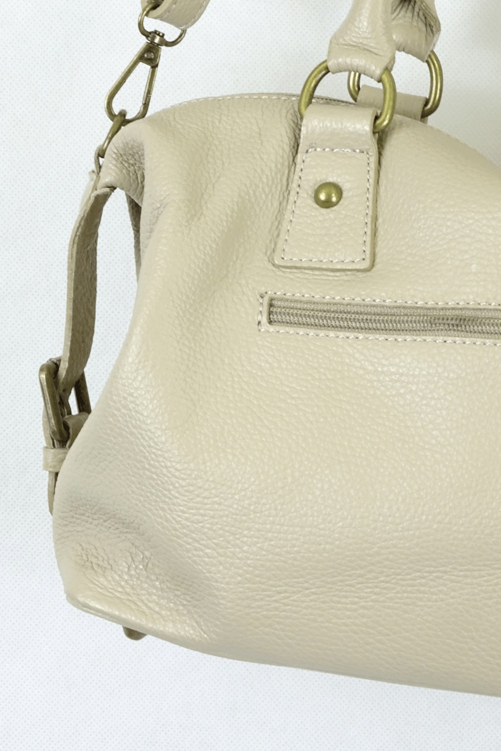 Pelletteria Veneta Beige Leather Bowler Bag