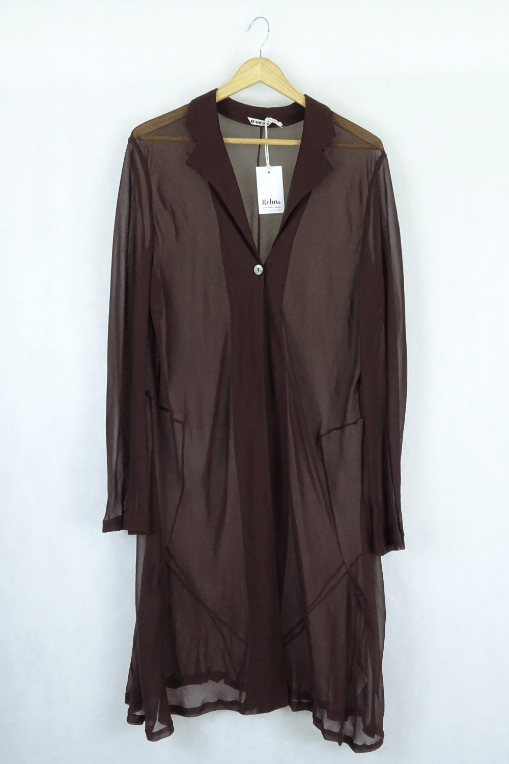 Ipanema Brown Long Sheer Chiffon Cardigan XL