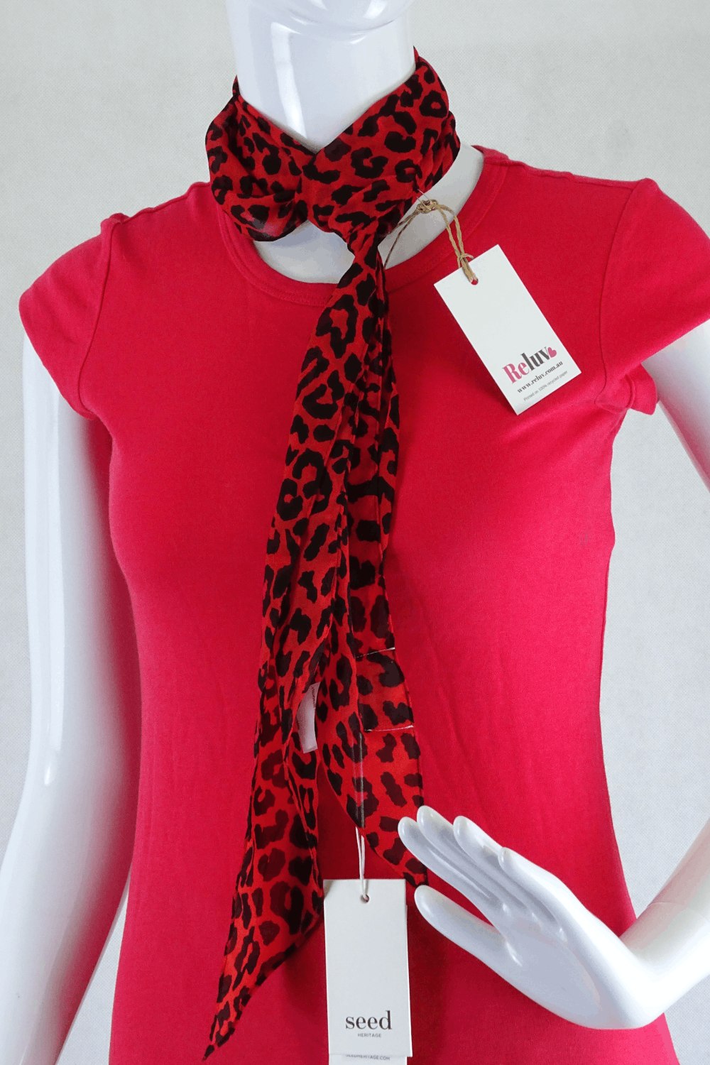 Seed Animal Print Scarf Red