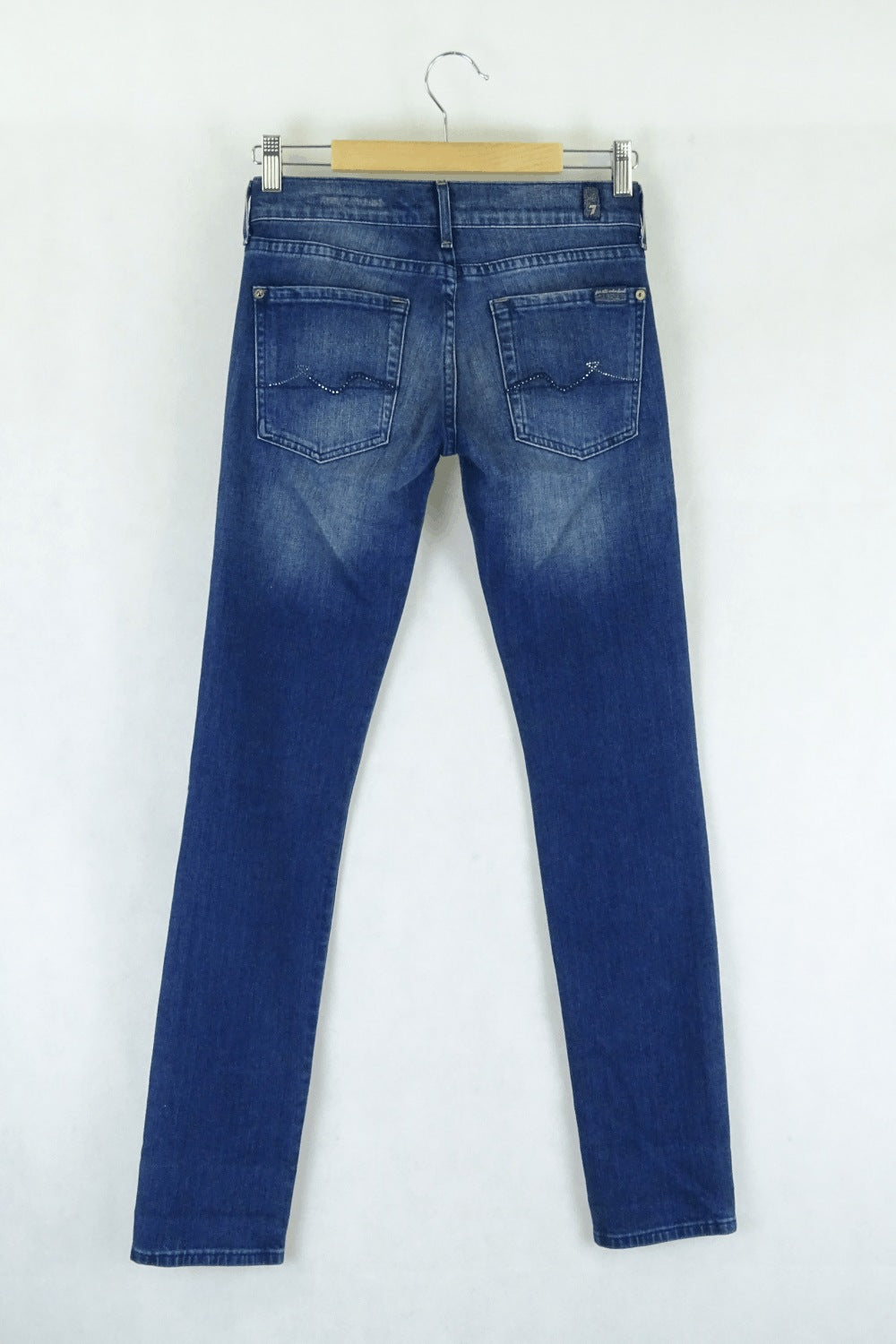 7 For All Mankind Blue Denim Skinny Jeans 25