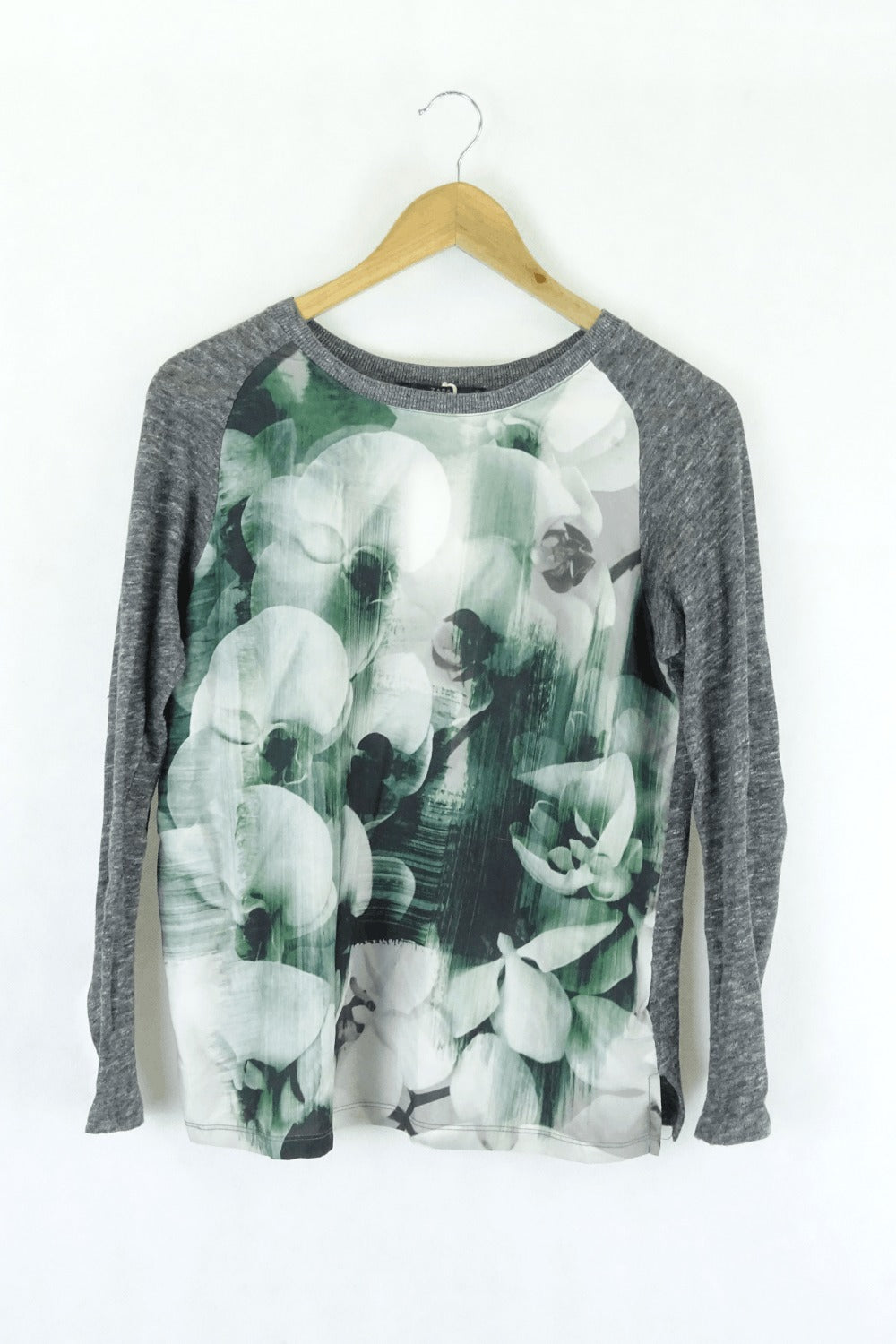Zara Grey and Green Knit Top S