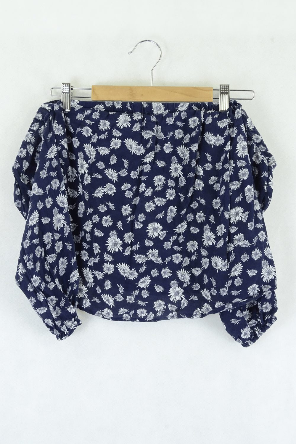 Kookai of the shoulder top navy with florals 36