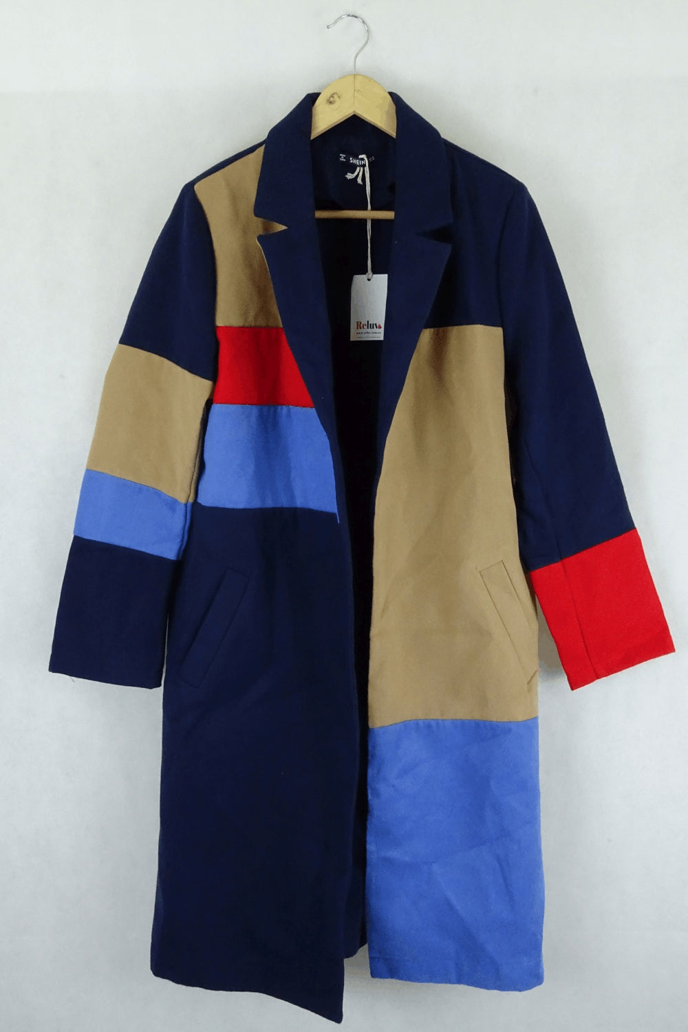 Shein navy and brown coat M